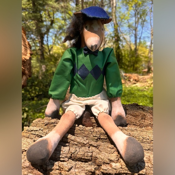 Vintage handcrafted painted soft body kentucky derby horse jockey doll unique - Picture 3 of 12